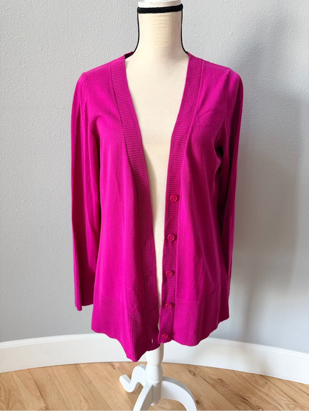 Coldwater Creek Bright Fuchsia Button-Front Cardigan